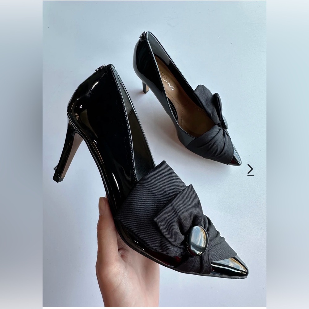 J.Renee Black Patent Heels with Bow